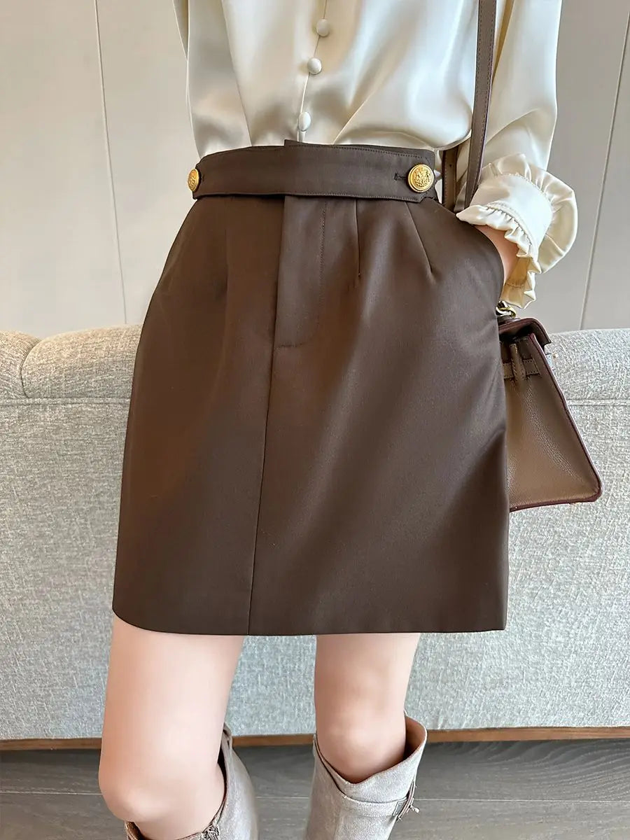 High end early autumn new fashionable small A-line skirt with buttocks wrapped, high-end gray half skirt  skirts