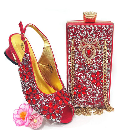 Summer Sandals for Party and Weddings Peep-Toe Bridal Shoes Women 2023 Comfortable Shoes and Bag Set for Lady