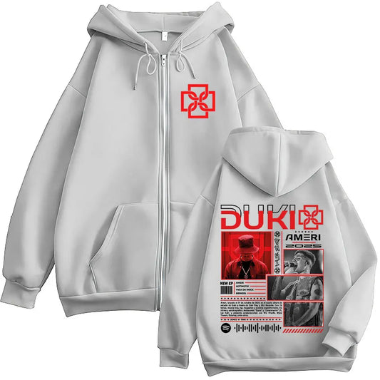Rapper Duki Ameri World Tour 2025 Zipper Hoodies Men Women Clothing Fashion Hip Hop Zip Up Hooded Oversized Sweatshirts Jackets