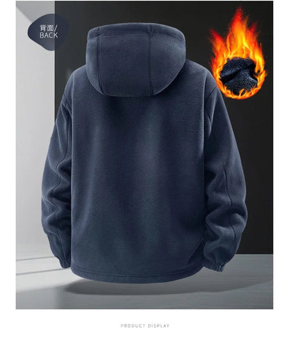 Winter New Fashion Trend Retro Sports Thick Warm Lamb Wool Jacket Men's Casual Loose Comfortable High-Quality Plus Size Jacket
