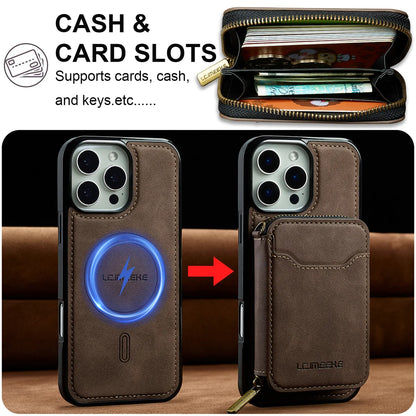 For Magsafe Magnetic Leather Phone Case for iPhone 16E 17 Air 16 15 Plus 14 13 12 11 Pro Max Wallet Card Holder Pocket Cover