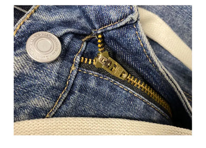 American Style Casual Faded Loose Straight Leg Jeans for Men Spring Autumn Wear Comfortable Wide Leg Pants Youth Fashion