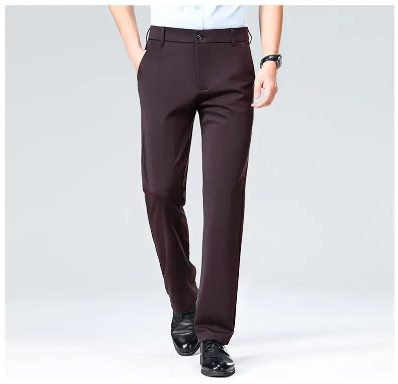 Men's Stretchy Casual Pants Business Suit Pants Spring Summer Breathable Dress Pants Full Length Homme Work Trousers