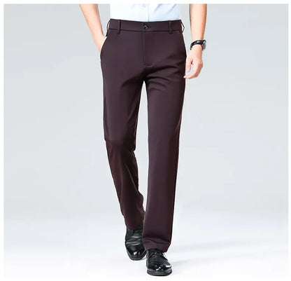 Men's Stretchy Casual Pants Business Suit Pants Spring Summer Breathable Dress Pants Full Length Homme Work Trousers
