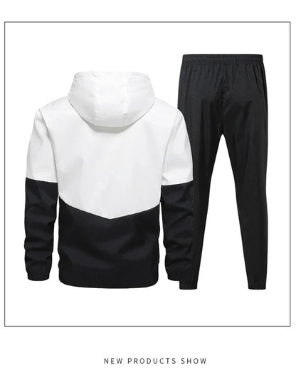 CHRLCK Men's Running Sportswear Suits Breathable Clothes Sports Joggers Training Gym Fitness Tracksuit Sets Men