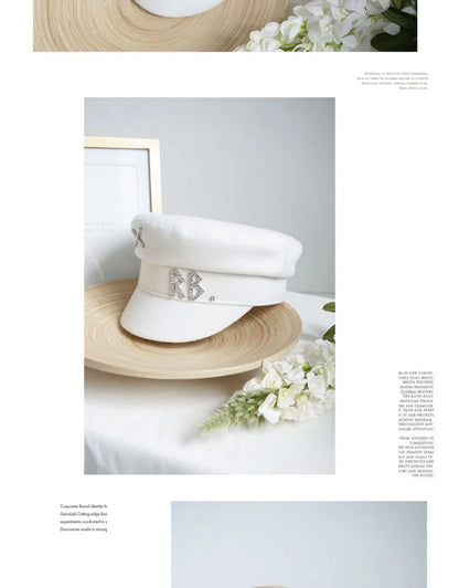 Autumn Winter Newsboy Caps Women Wool Diamond Letter Caps Baker Boy Cap S-XL