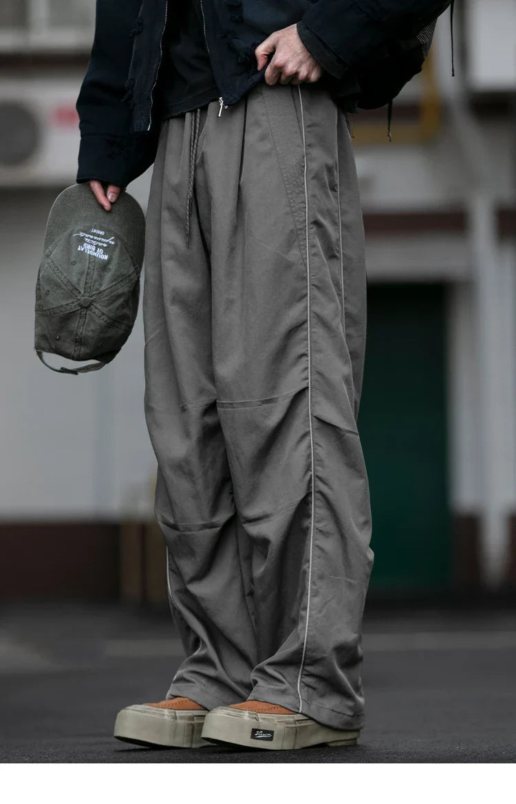Korean Streetwear Waterproof Outdoor Utility Cargo Pants For Men Quick Dry Adjustable Hem Oversized Sport Casual Pants Trendy