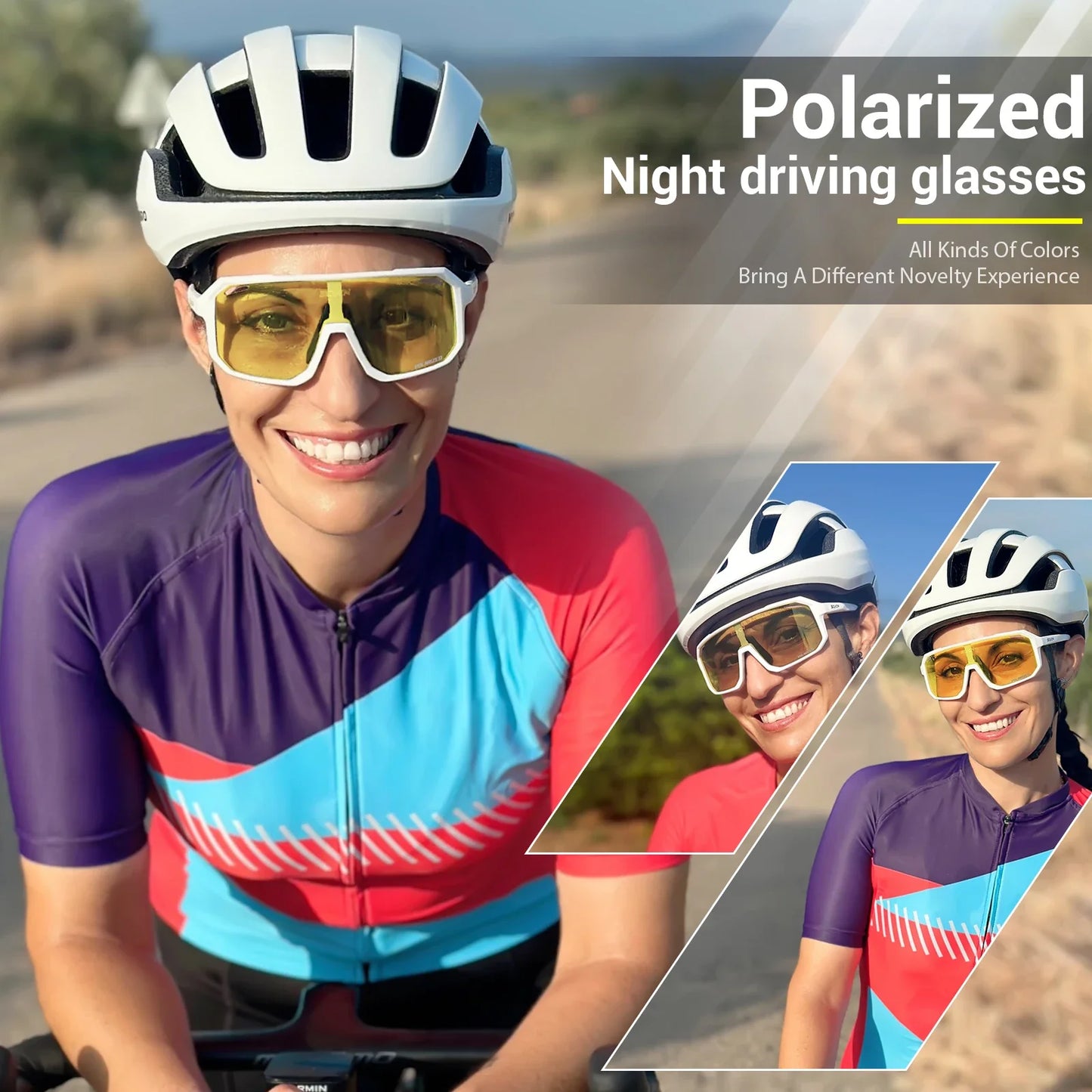 Yellow Polarized Sunglasses for Driving Night Vision Cycling Glasses Fashion MTB Mountain Bike Men Women Casual Glasses