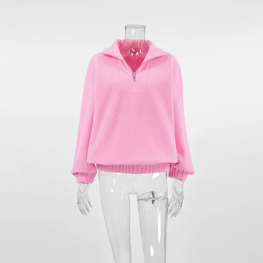 Original Pink Winter Lamb Fleece Hoodie Women Zipper Lapel Pullover флисовая кофта женская кофта женская