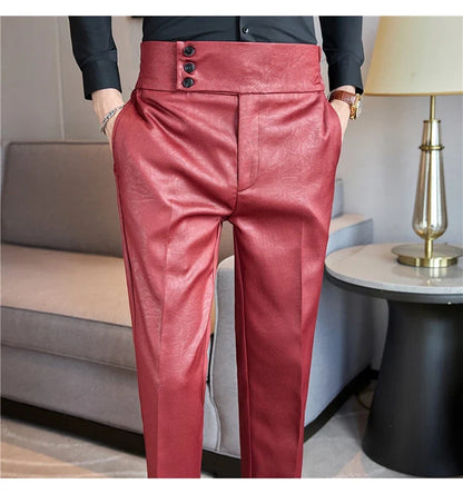 High-end Fashion Glossy Jacquard Design High Waisted Trousers Neapolitan Draped Casual Business Formal Office Social Suit Pants