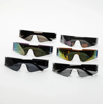 Cycling Punk One Piece Sunglasses Women Goggle Mirrored Y2K Sun Glasses Men 2000'S Wrap Around Eyeglasses Fashion Eyewear