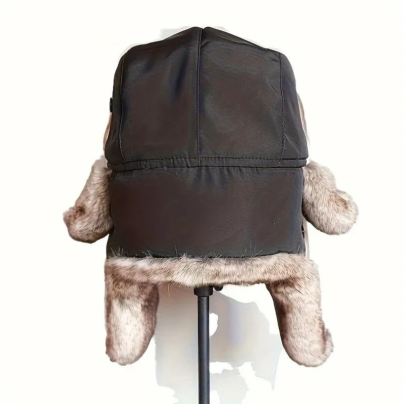 Winter Warm Bomber Hat for Men Women Snow Cap Faux Fur Russian Ushanka Trapper Hats with Earflaps for Outdoor Hunting Skiing