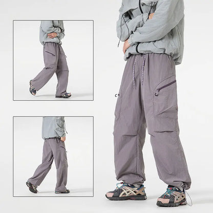 Male Hiking Pants Outdoor Waterproof Mountaineering Sports Trousers Autumn Elastic Waist Breathable Camping Fishing Cargo Pants