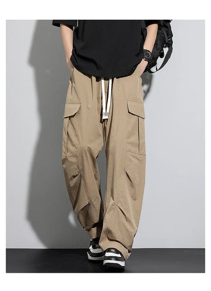 Big Size 8XL Men Casual Pants Elastic Waist Cargo Trouser Male Scimitar Banana Curved Plus Large Drawstring Fashion Straight 6XL