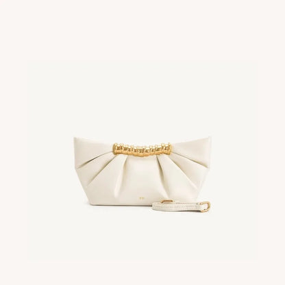 Leia Pleated Clutch Metal Fashion High-End Feel Dumpling Bag Soft Leather Luxury Party Bag Evening Clutch for Women