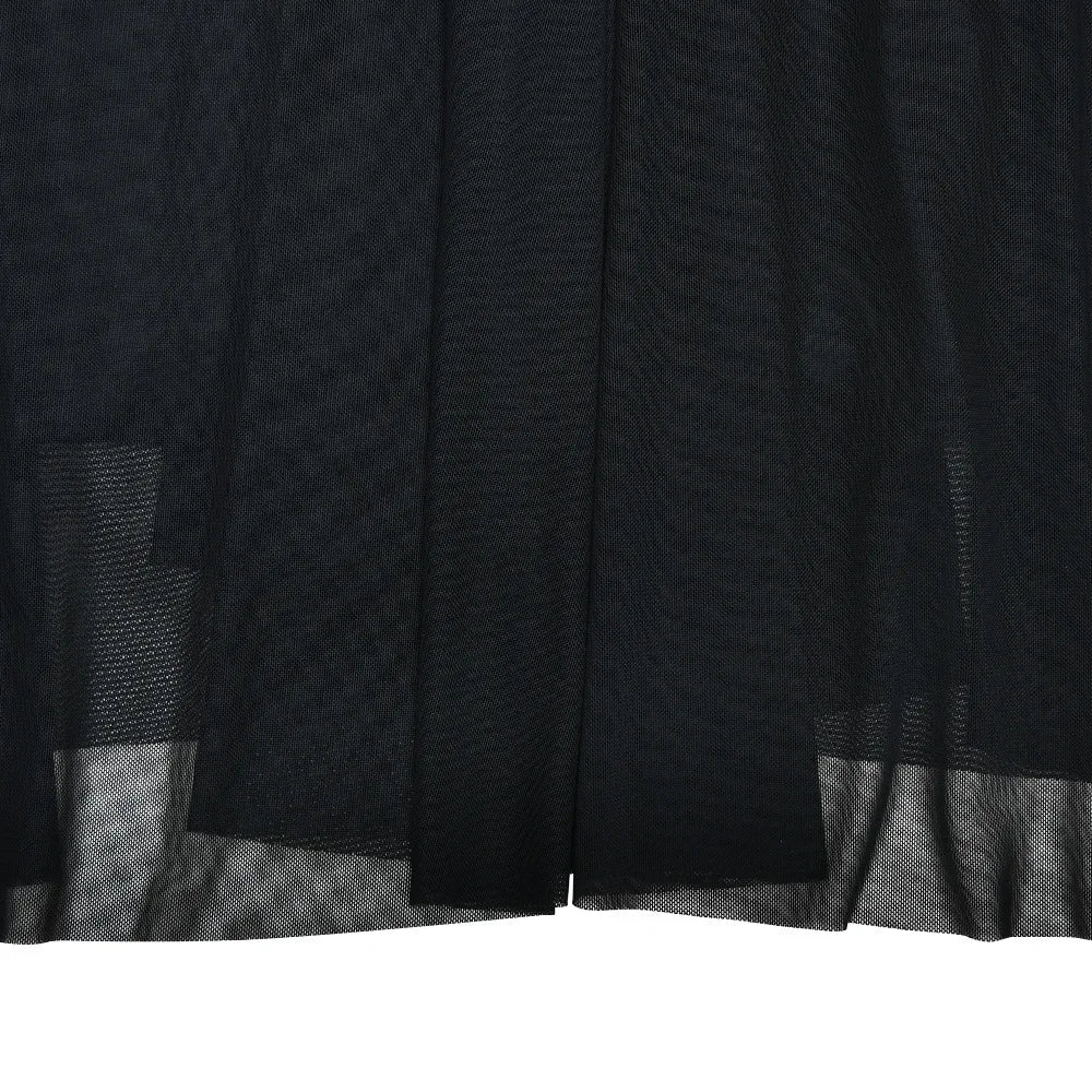New Ruched Irregular Mesh Dress Women Patchwork High Neck Short Sleeve Hollow Out Long Dresses Female Party Maxi Dresses Outfits