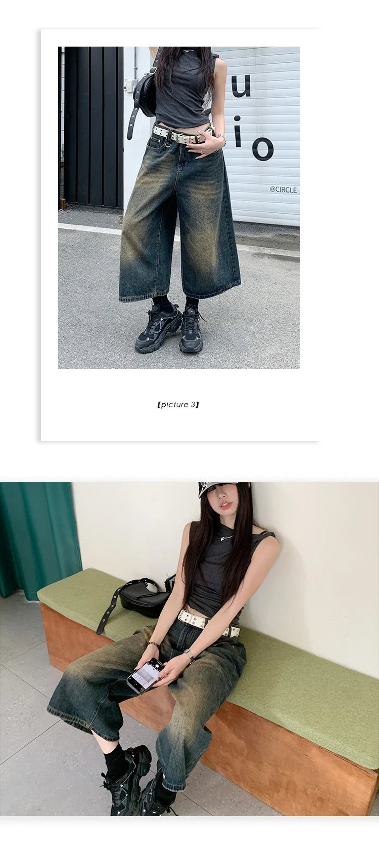 2024 American Vintage High Waist Mid Long Baggy Denim Shorts Women's Casual 2000s Y2K Wide Leg Grunge High Street Style Shorts
