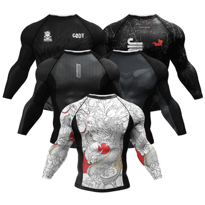 New UPF 50+ Rashguard Men's Surfing T-Shirt Quick Dry UV Protection Breathable Long Sleeve Beach Surf Wear Fitness Running Shirt