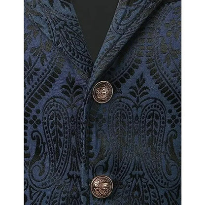 Men Suit Vests Steampunk Gothic Printed Turn Down Collar Waistcoat Male Slim Sleeveless Stage Party Casual Vests