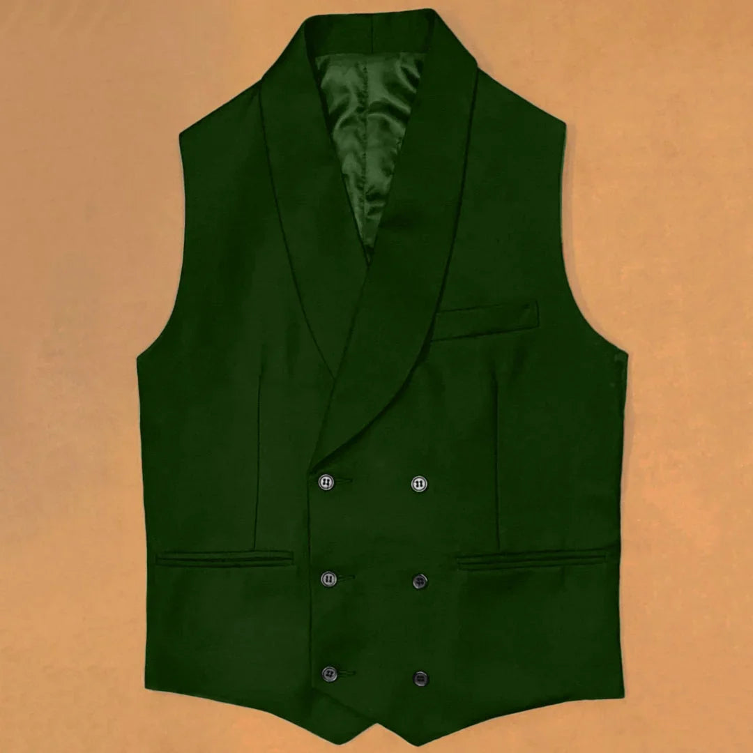 Men Vest Black With Lapel Double Button Waistcoat For Wedding Birthday Banquet Party Business Work Daily Casual Men Suit Vest