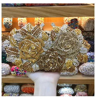 Golden Silver Color Stones Money Clutch Bag Women Crystal Clutches Bridal Handbags Wedding Party Cocktail Minaudiere Bag Purse