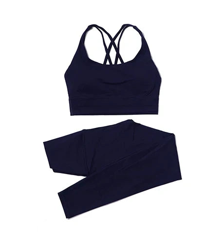 SOISOU Nylon Yoga Set Women's Tracksuit Gym Fitness Set Woman 2 Pieces Leggings Sports Bra Breathable Sportwear Woman Clothes