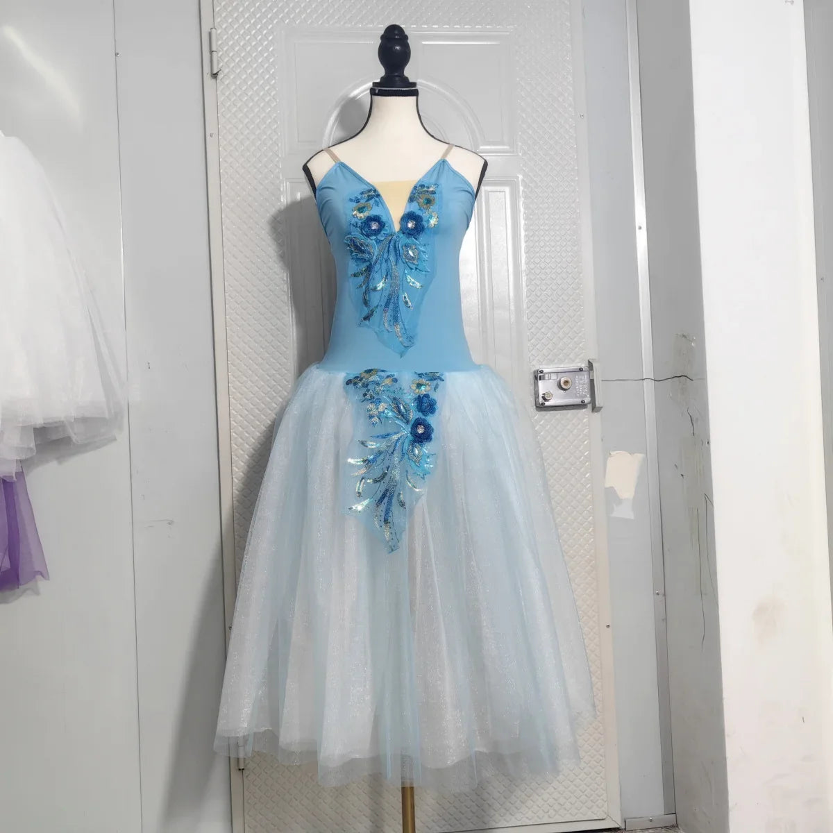 Long Ballet Tutu Skirts Flower Lace Dress Performance Costumes Princess Dance Practice Romantic Dress