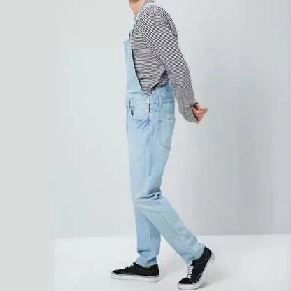 New Four Seasons Style Jeans for Men Men's Blue Denim Overalls New Men's Jumpsuit Pants Casual Straight Classic  Denim Trousers
