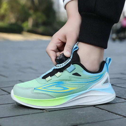 School training boys basketball shoes cushion non-slip tennis shoes mesh bounce sneakers choose buttons children's casual shoes