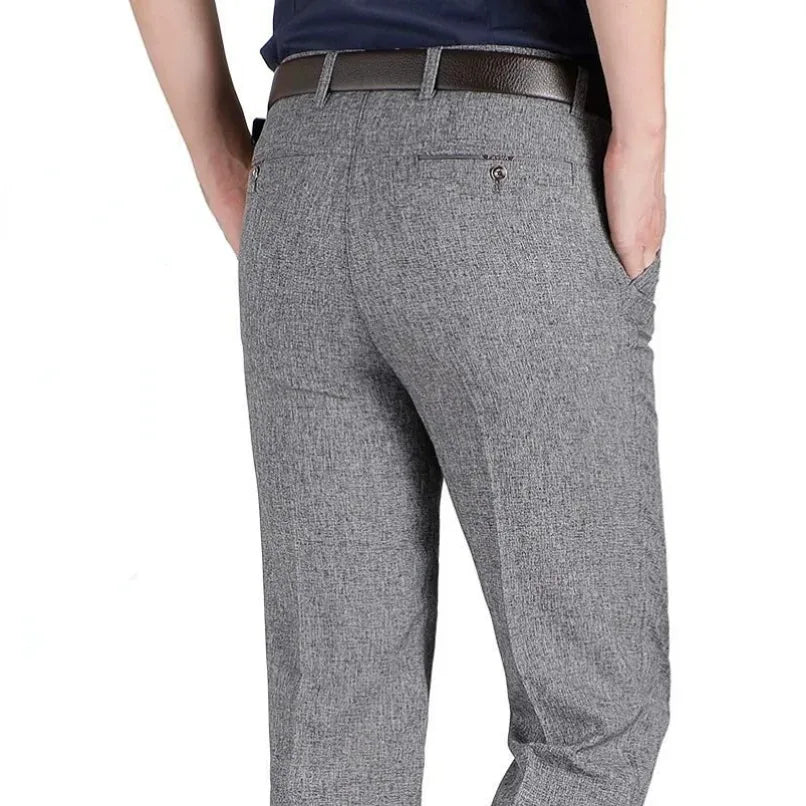 Mens Autumn Thick Summer Thin Business Pants Loose Male Pant High Waist Straight Trousers Casual Fashion Pant Plus Size 28-40