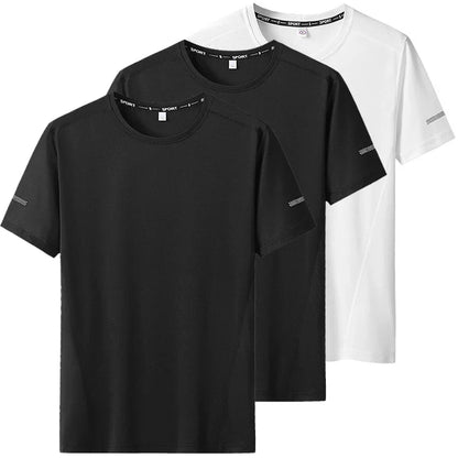 3pcs Summer Sport T-shirt for Men Plus Size 6XL/7XL Quick Dry Tees Oversized Round Neck Short Sleeve Fitness Running T-shirt