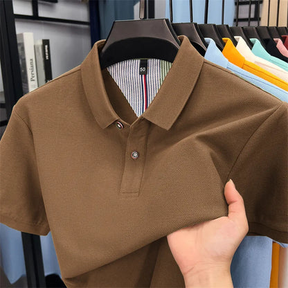 100% cotton short sleeve polo shirt comfortable lightweight high-end brand fashionable simple summer men's casual lapel T-shirt