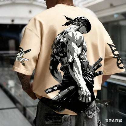 Anime Zoro ONE PIECE Harajuku Men Super Saiyan Vintage Summer T-shirt Loose Women Streetwear Casual Short-sleeved T Shirt Top