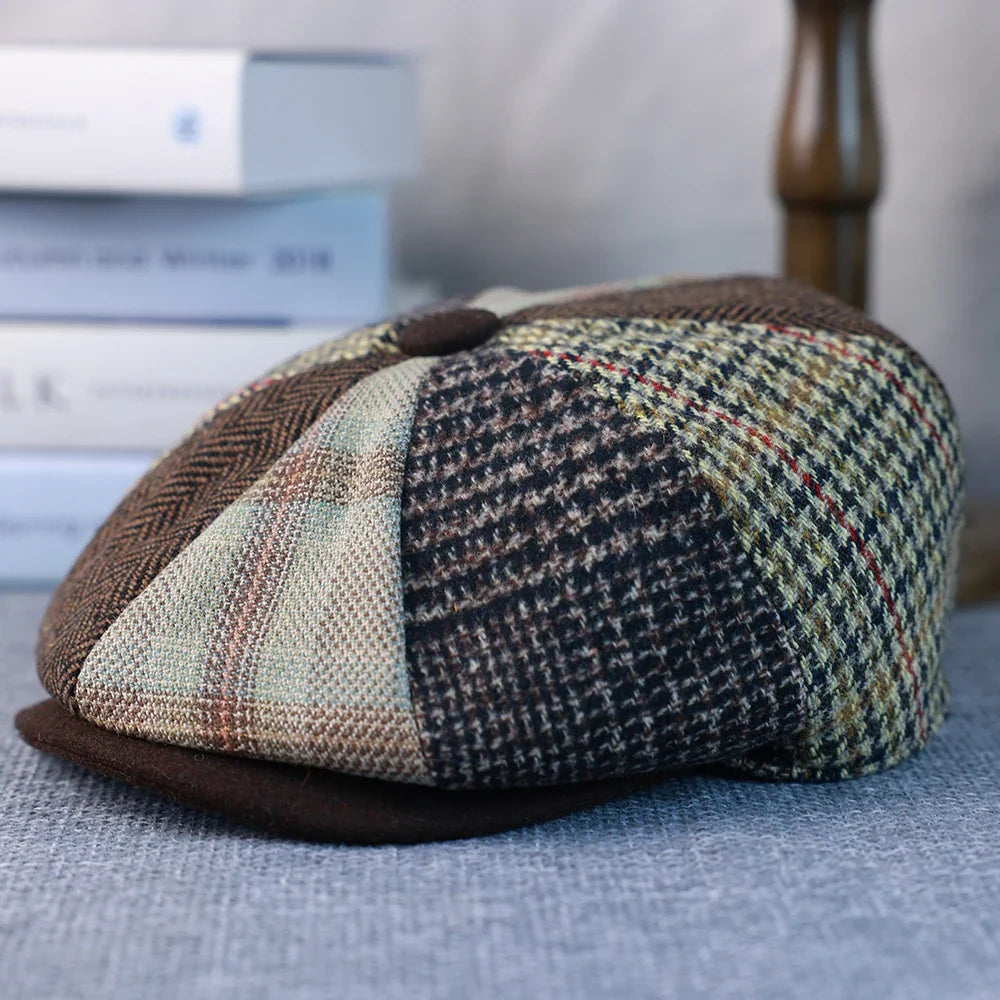 Spring Autumn Winter Men Classic Splicing Octagonal Hats Retro British Newsboy Cap Gatsby Woman Men Beret Caps  005