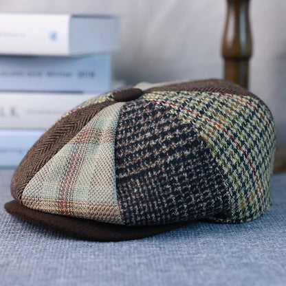 Spring Autumn Winter Men Classic Splicing Octagonal Hats Retro British Newsboy Cap Gatsby Woman Men Beret Caps  005