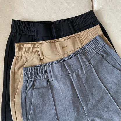 Summer New Light Thin Solid Color Suit Pants High Quality Slim Fit Stretch Trousers Men's Formal Business Social Dress Pants