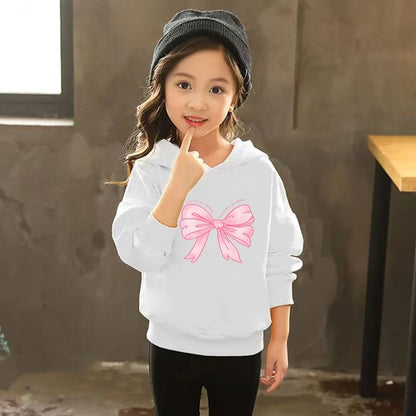 Fashion Kids Clothes Bow Print Children Hoodie 3-12 Years Boys Girls Red Pink Casual Tops+Pants Sets Long Sleeves Autumn