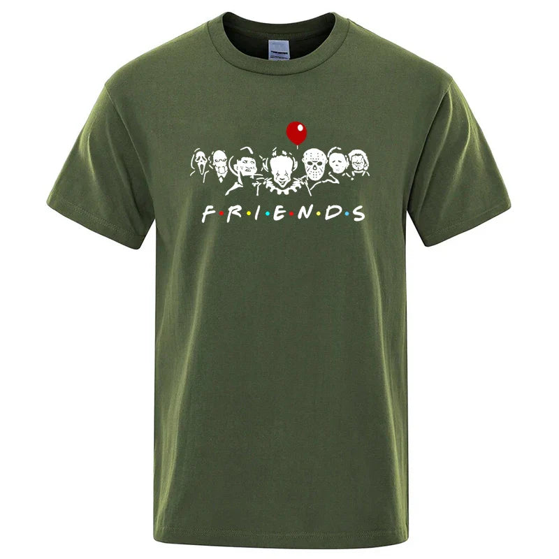 Men's High Quality T-shirt 100% Cotton T-shirt Funny Friends Print T Shirt Loose Summer Cool O-neck Men T-shirt Male Tops Tee