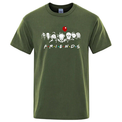 Men's High Quality T-shirt 100% Cotton T-shirt Funny Friends Print T Shirt Loose Summer Cool O-neck Men T-shirt Male Tops Tee