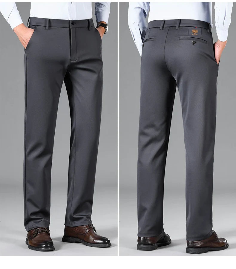2026 New Summer Thin Embroidery Suit Pants Men Straight Classic Business Work Grey Long Formal Trousers Male Plus Size 29-40 42
