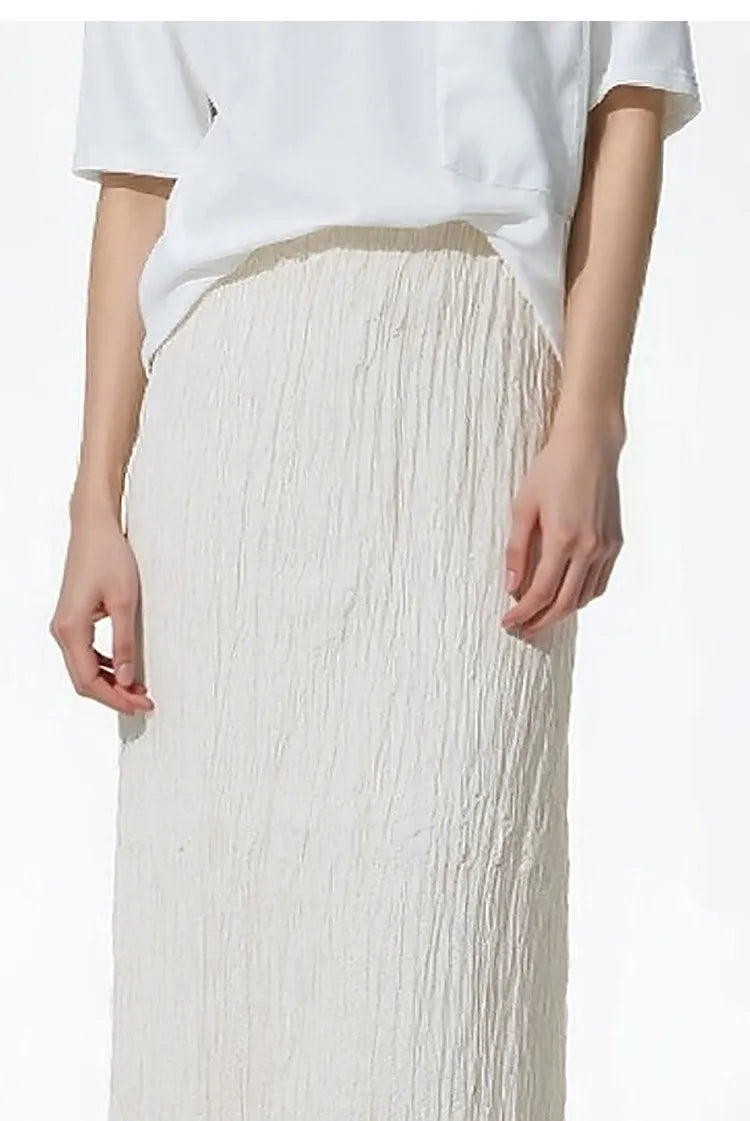 Pleated Women's Skirt 2026 Summer New Elastic Waist Flowy A-Line Midi Skirt Casual Versatile Women's Clothing 12622123
