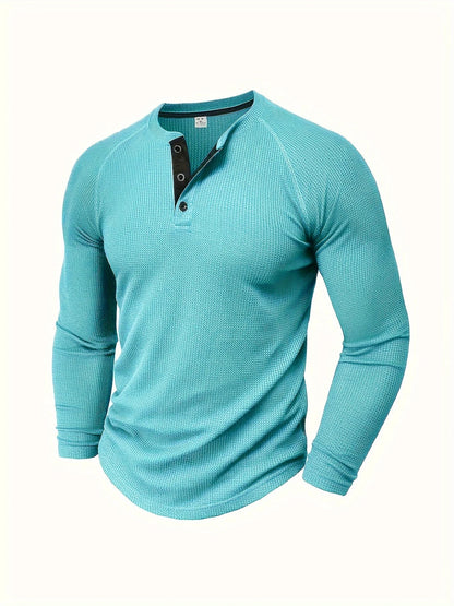 Loose men's solid colour casual versatile American-style round-neck long-sleeve base T-shirt for spring and autumn outdoor daily