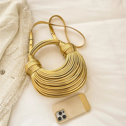 MOODS Luxury Evening Purses For Women Golden Noodle Knot Design Dinner Party Clutch Bag 2023 Luxury Designer Purses And Handbags