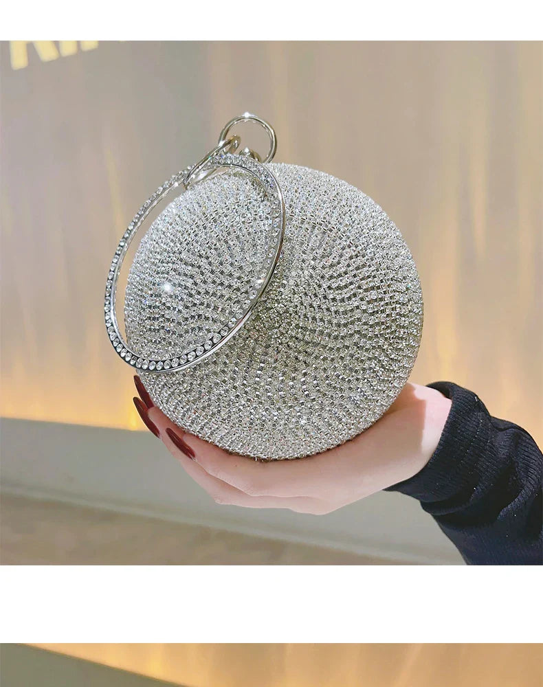 Round Pearl Clutch Purse Handbag Luxury Elegant Evening Bag Ring Handle For Women Bride Bridesmaid Wedding Party Handbag Purses