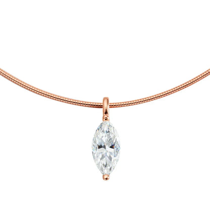 3carat Solitaire Marquise Cut Moissanite Collar Necklace for Women Sparkling Diamond Pendant Omega Neck Chain with Certificate