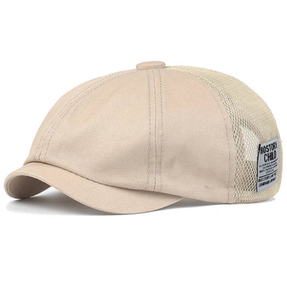 Summer Mesh Newsboy Cap Breathable Cotton Peaky Octagonal Hat Vintage Casual Cap Solid Berets Visor Gatsby Flat Ivy Hat