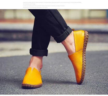 New Summer Breathable Men Loafers Handmade Leather Men's Driving Shoes Luxury Brand Flat Casual Shoes Soft Breathable Men Shoes