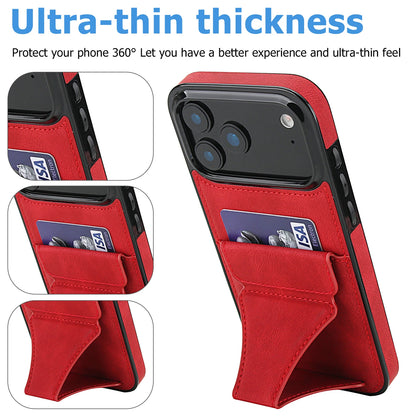 Foldable Kickstand Leather Phone Case For iPhone 17 Pro Max 16 Plus 15 14 13 12 Protective Credit Card Slots Kickstand Cover