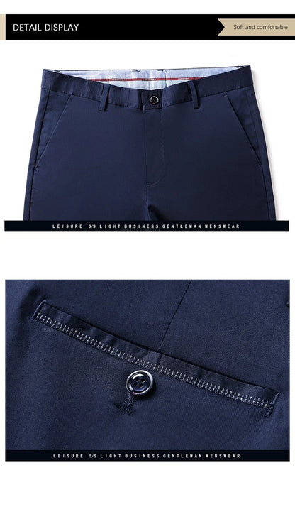 Bamboo Fiber Summer Casual Pants Men's Ultra-thin Iron-free Anti-wrinkle Loose Business Straight Elastic Trousers Brand Clothing