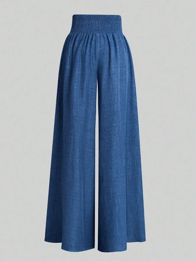 Plus Size Women's Casual Wide Leg Pants Women Solid Color Stretch Summer Fashion Season Comfort Fit Pants